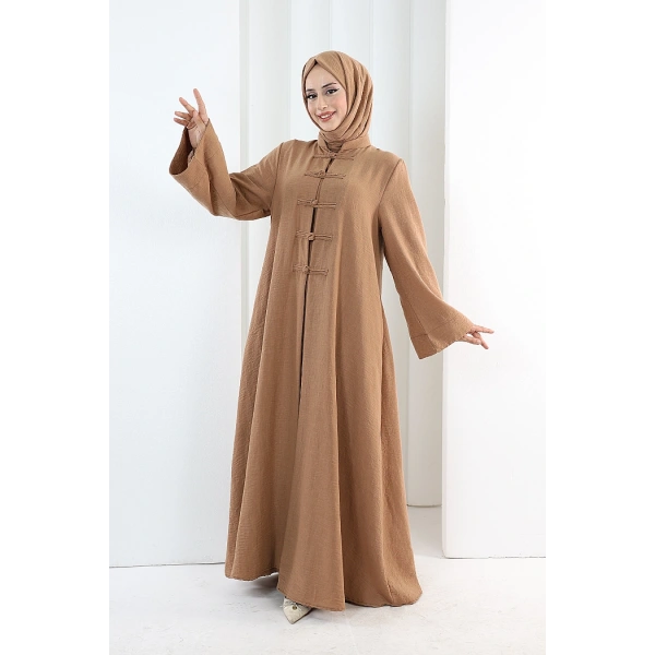 Önden Bağlamalı Tunik Üçlü Takım 7080 Taba