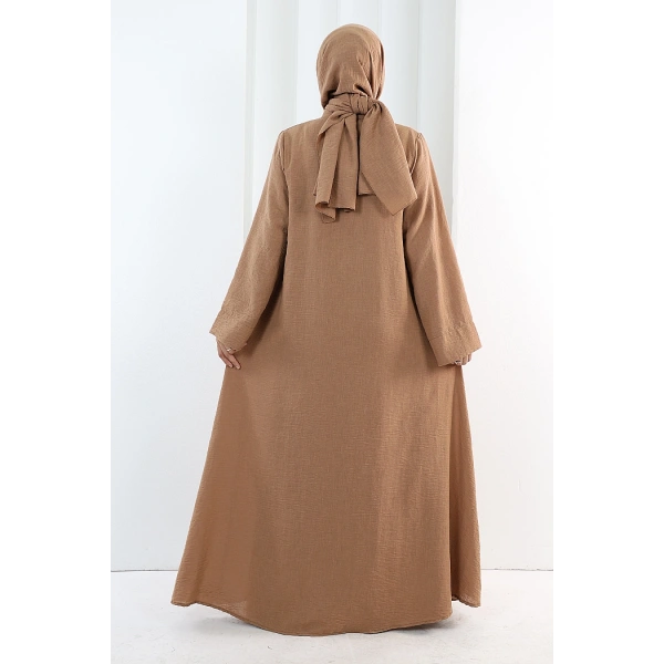 Önden Bağlamalı Tunik Üçlü Takım 7080 Taba