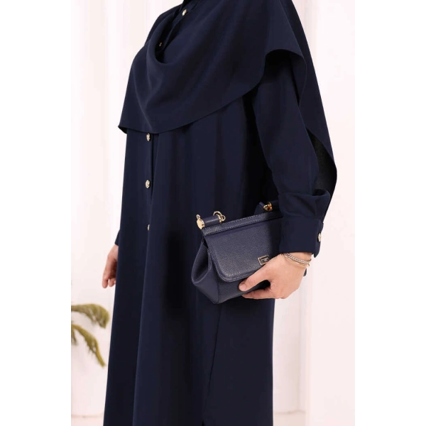 Önü Şal Detaylı Tunik Pantolon Takım 8018 Lacivert