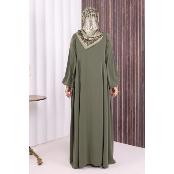 Oval Büzgülü Kol Manşetleri Lastikli  Ferace 6005 Haki