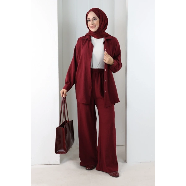 Pantolon Gömlek Takım 8708 Bordo