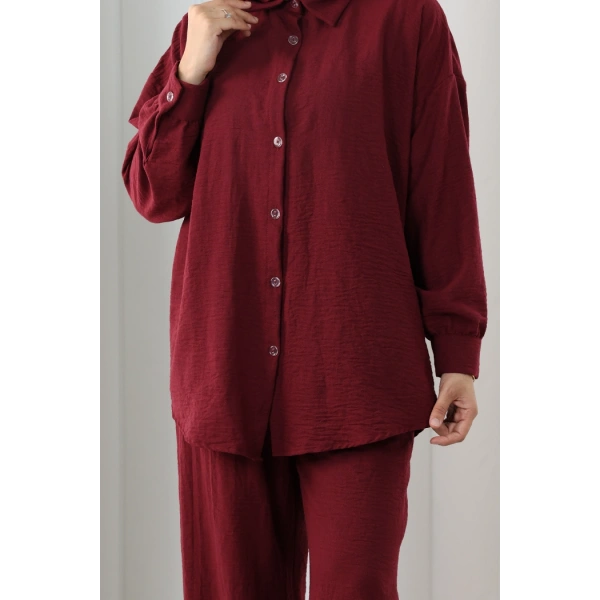 Pantolon Gömlek Takım 8708 Bordo