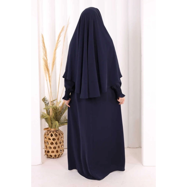 Peçeli Cilbab Model Elbise 6063 Lacivert