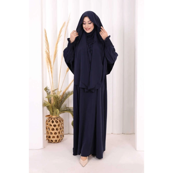 Peçeli Cilbab Model Elbise 6063 Lacivert