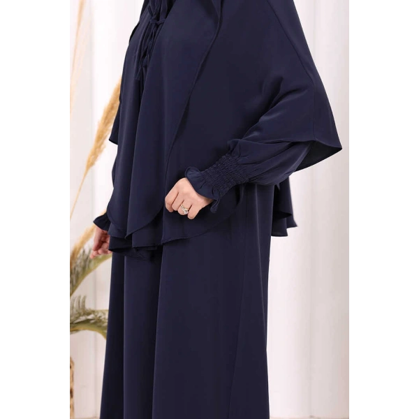 Peçeli Cilbab Model Elbise 6063 Lacivert