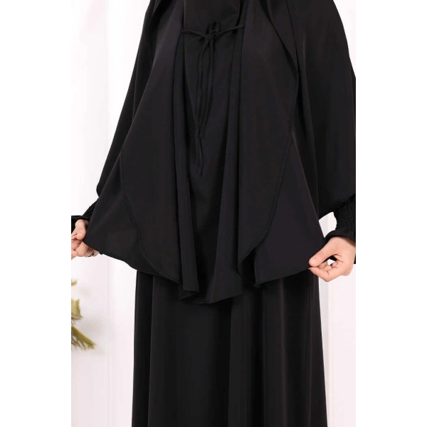 Peçeli Cilbab Model Elbise 6063 Siyah
