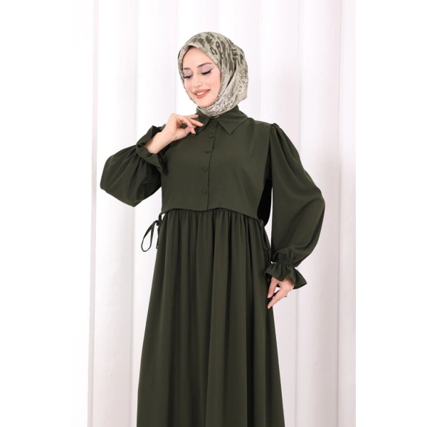 Pelerinli Elbise 6082 Haki