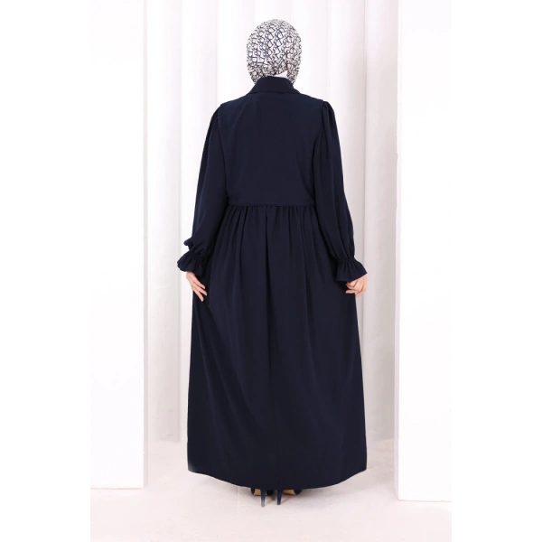Pelerinli Elbise 6082 Lacivert