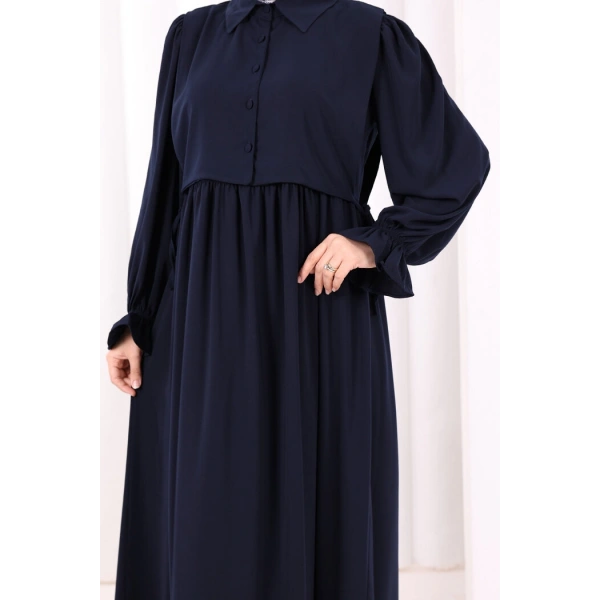 Pelerinli Elbise 6082 Lacivert