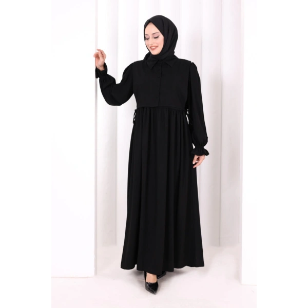 Pelerinli Elbise 6082 Siyah