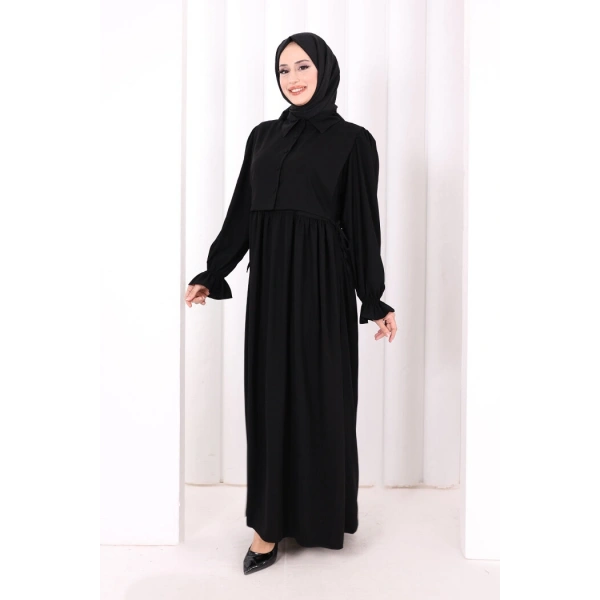 Pelerinli Elbise 6082 Siyah