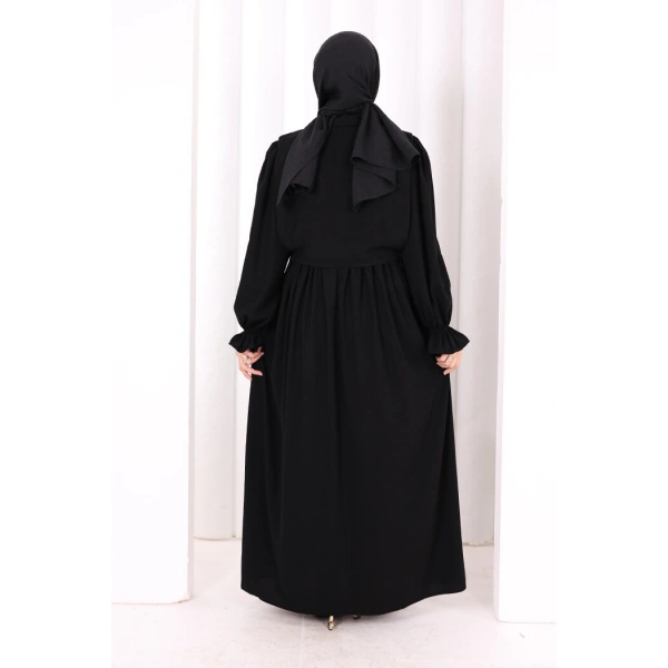 Pelerinli Elbise 6082 Siyah