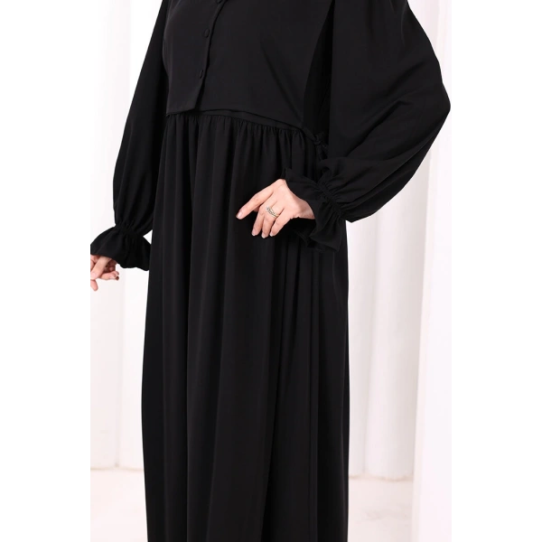 Pelerinli Elbise 6082 Siyah
