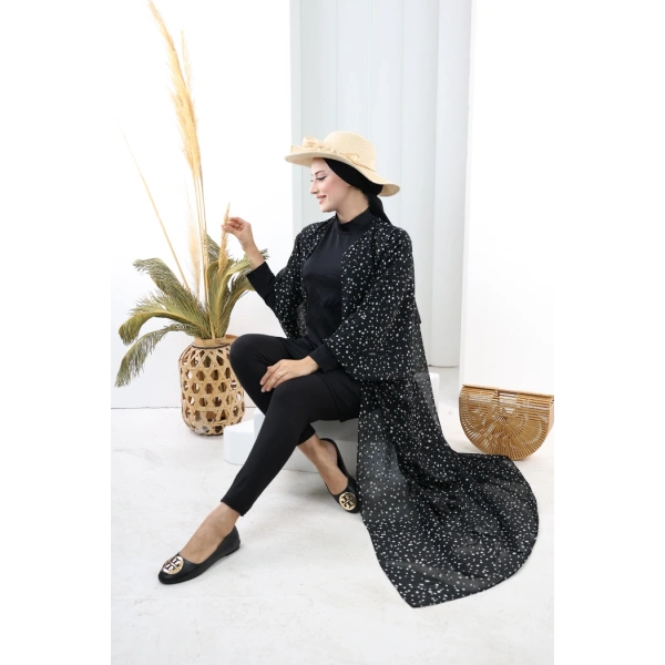 Puantiye Desen Pelerin 7099 Siyah