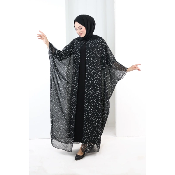 Puantiye Desen Pelerin 7099 Siyah