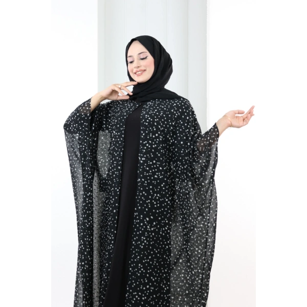Puantiye Desen Pelerin 7099 Siyah