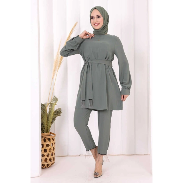 Püskül Detaylı Tunikli Pantolon İkili Takım 8424 Mint