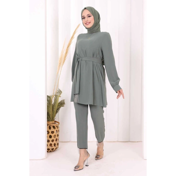 Püskül Detaylı Tunikli Pantolon İkili Takım 8424 Mint