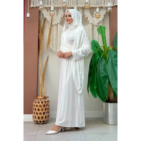 Şallı Drape Detaylı Sandy Elbise 3922 Ekru