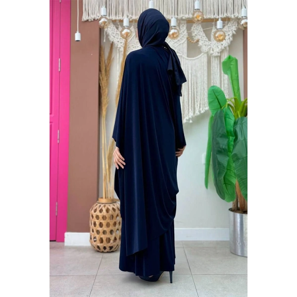 Şallı Drape Detaylı Sandy Elbise 3922 Lacivert
