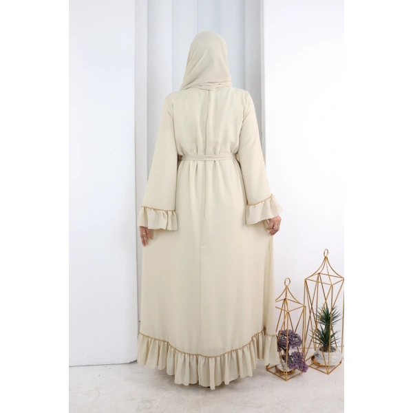 Şallı Fırfırlı Elbise 6085 Taş