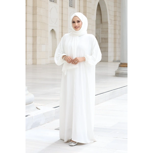 Şallı Namaz Elbisesi 3857 Ekru