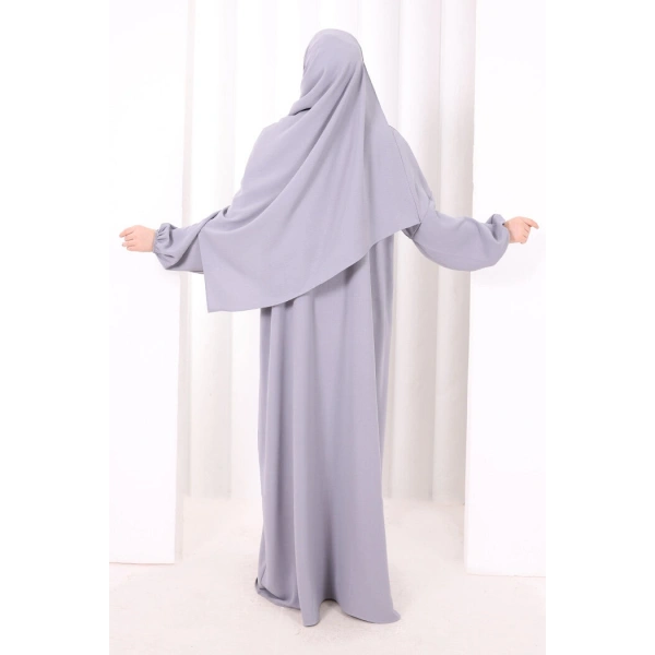 Şallı Namaz Elbisesi 3857 Gri
