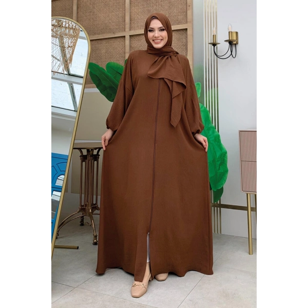 Şallı Namaz Elbisesi 3857 Kahverengi