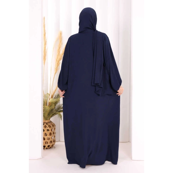 Şallı Namaz Elbisesi 3857 Lacivert