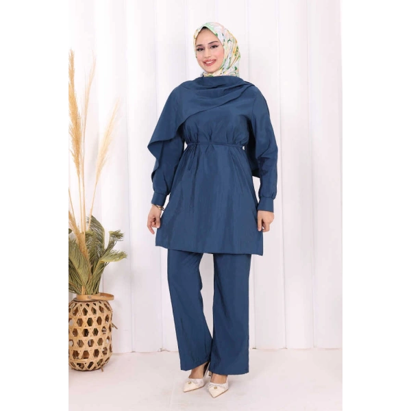 Sedef Kumaş Tunik Pantolon İkili Takım 8693 İndigo