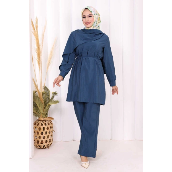 Sedef Kumaş Tunik Pantolon İkili Takım 8693 İndigo