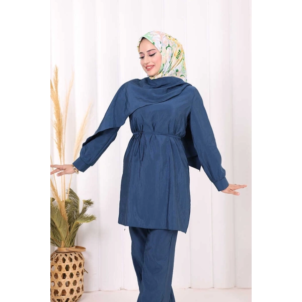 Sedef Kumaş Tunik Pantolon İkili Takım 8693 İndigo