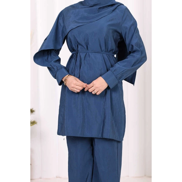 Sedef Kumaş Tunik Pantolon İkili Takım 8693 İndigo