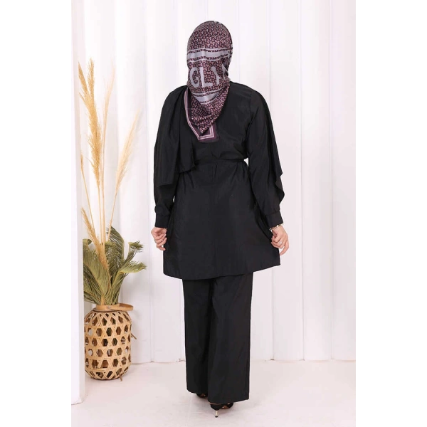 Sedef Kumaş Tunik Pantolon İkili Takım 8693 Siyah