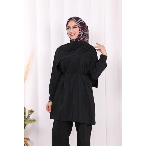 Sedef Kumaş Tunik Pantolon İkili Takım 8693 Siyah