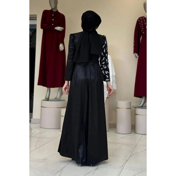 Simli Taş Detaylı Abiye 3934 Siyah