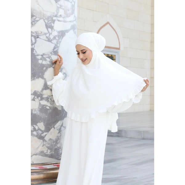 Sufleli Namaz Elbisesi 6034 Ekru