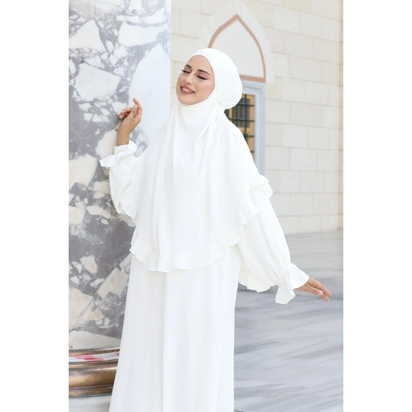 Sufleli Namaz Elbisesi 6034 Ekru