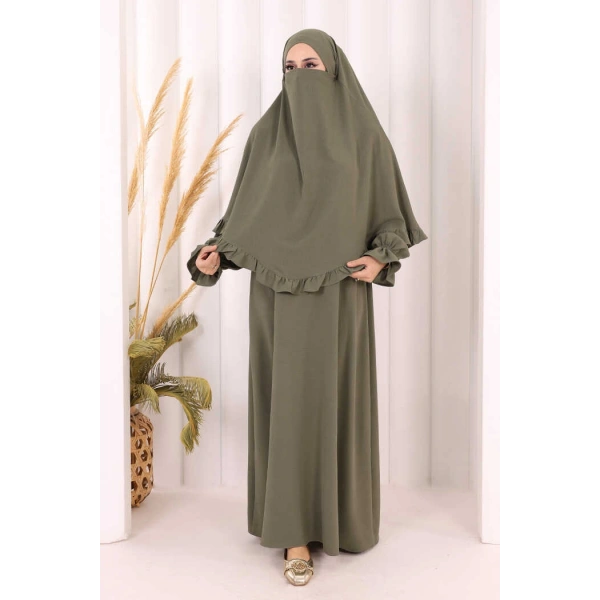 Sufleli Namaz Elbisesi 6034 Haki