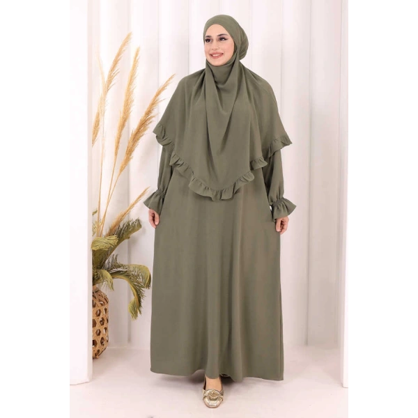 Sufleli Namaz Elbisesi 6034 Haki
