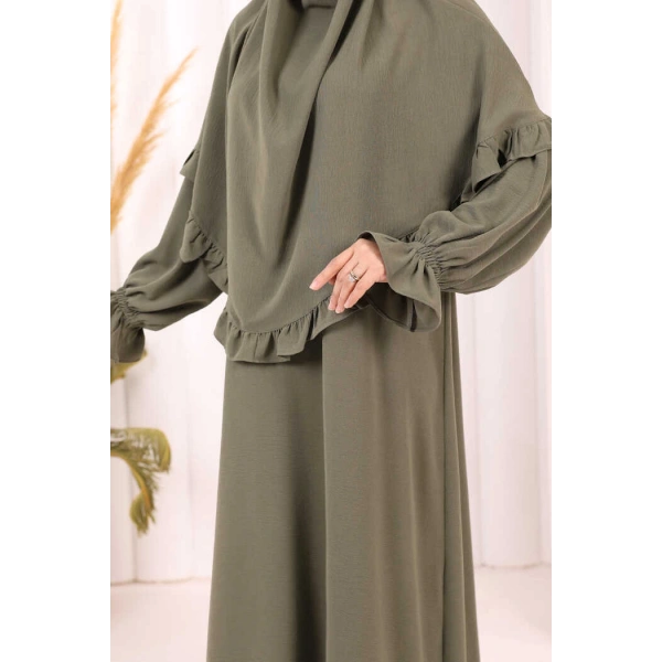 Sufleli Namaz Elbisesi 6034 Haki