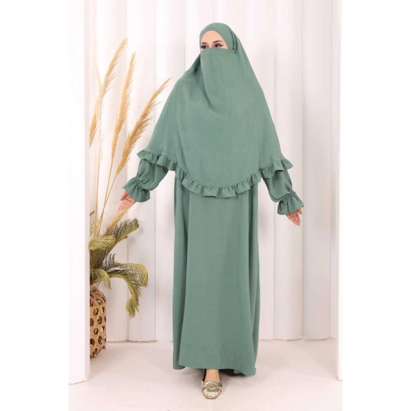Sufleli Namaz Elbisesi 6034 Mint