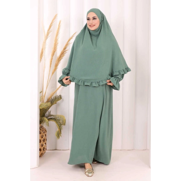 Sufleli Namaz Elbisesi 6034 Mint