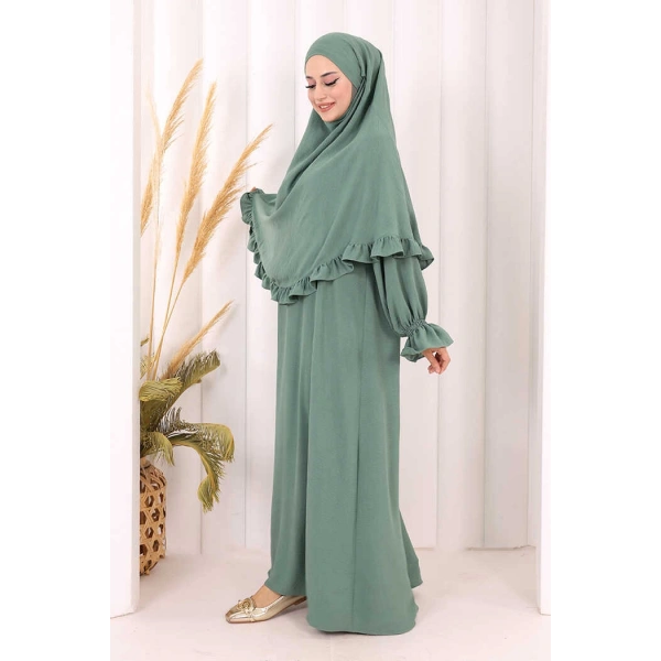 Sufleli Namaz Elbisesi 6034 Mint