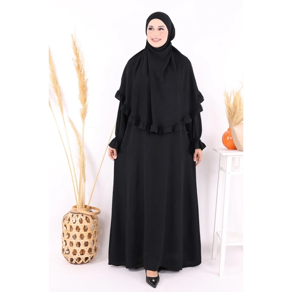 Sufleli Namaz Elbisesi 6034 Siyah