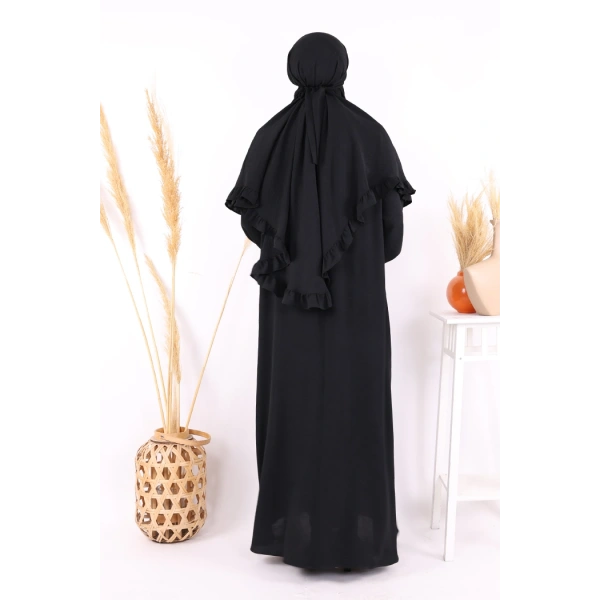 Sufleli Namaz Elbisesi 6034 Siyah