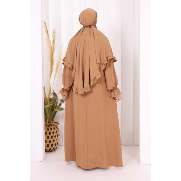 Sufleli Namaz Elbisesi 6034 Vizon