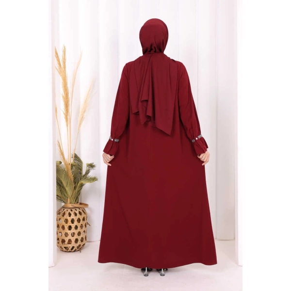 Taş Detaylı Elbise 6033 Bordo