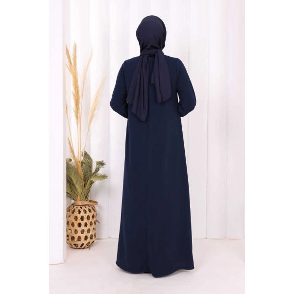 Taş Detaylı Elbise 6033 Lacivert