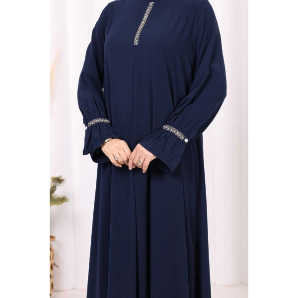 Taş Detaylı Elbise 6033 Lacivert
